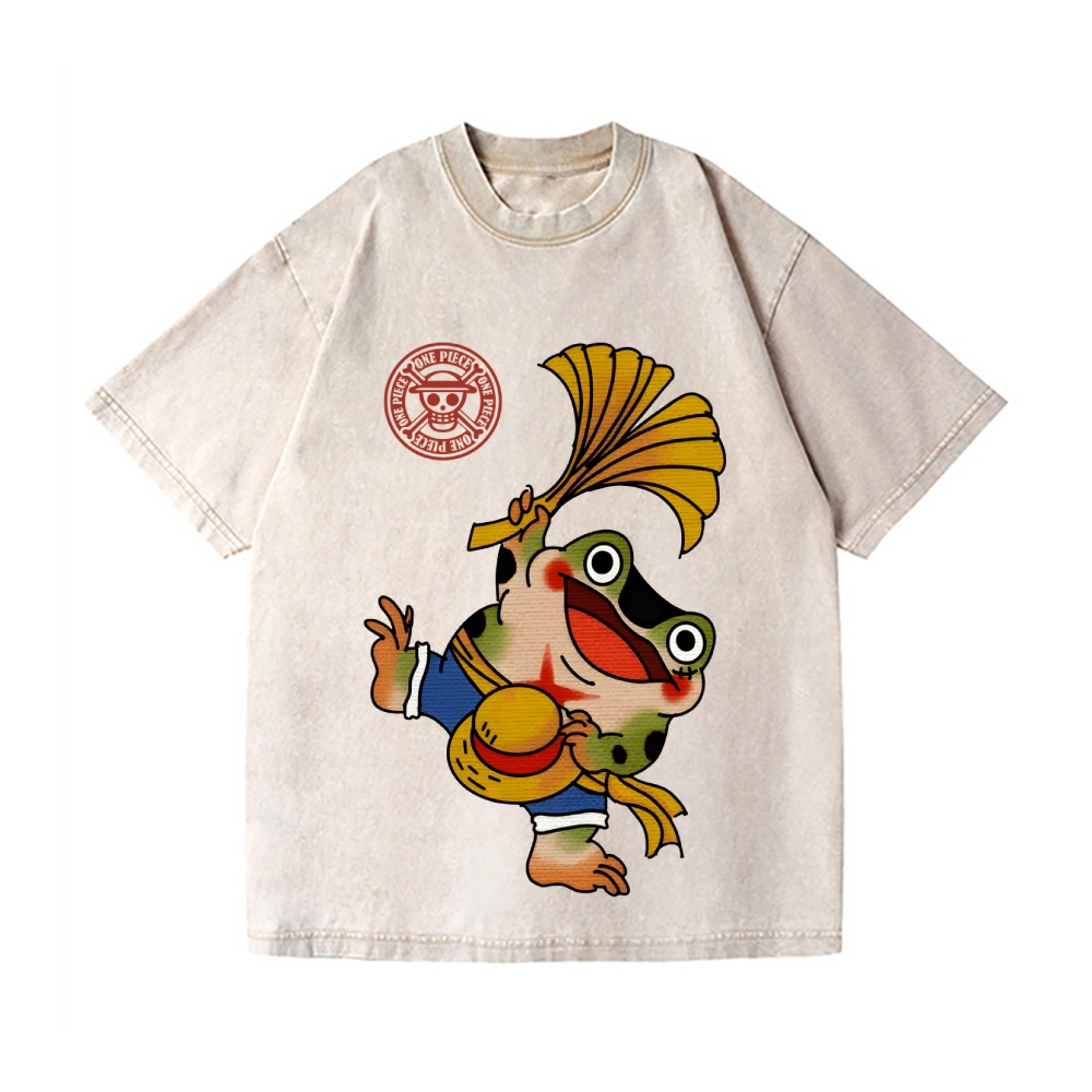 One Piece Frog Vintage Wash Japanese Design T-Shirt