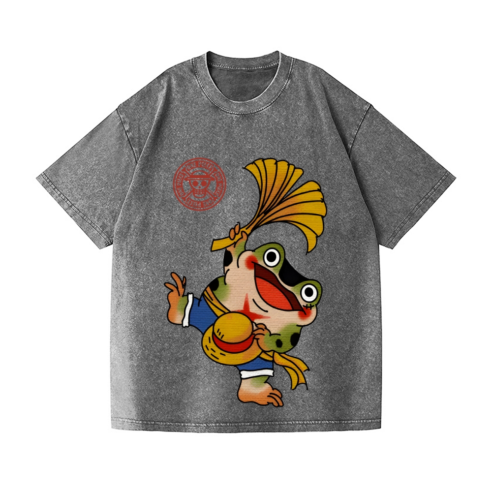 One Piece Frog Vintage Wash Japanese Design T-Shirt