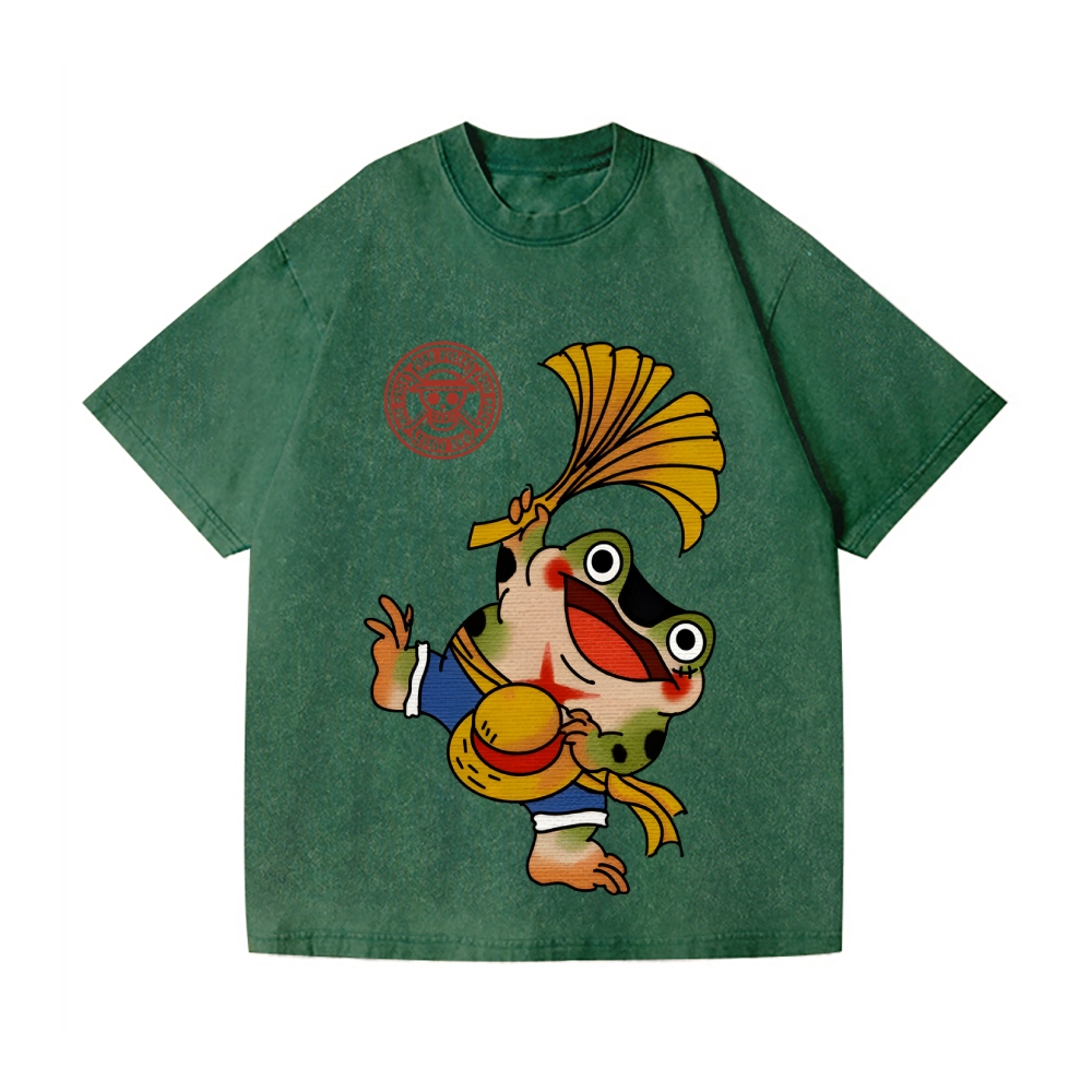 One Piece Frog Vintage Wash Japanese Design T-Shirt