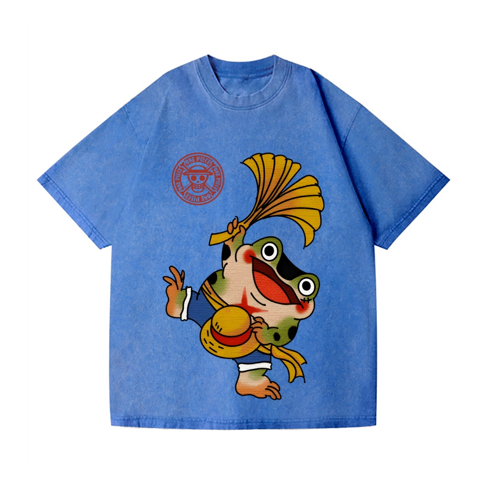 One Piece Frog Vintage Wash Japanese Design T-Shirt