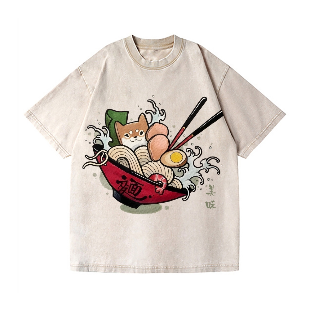 Shiba Ramen Vintage Wash Japanese Design T-Shirt