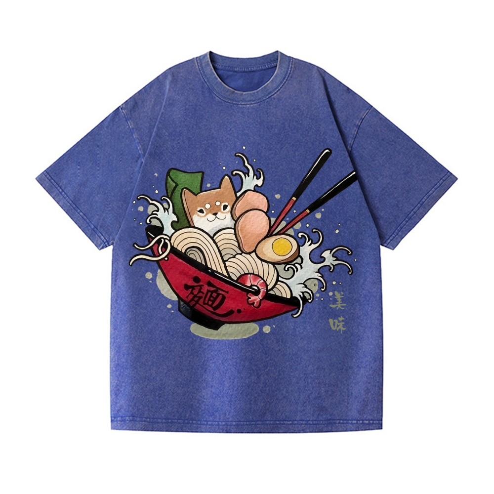 Shiba Ramen Vintage Wash Japanese Design T-Shirt