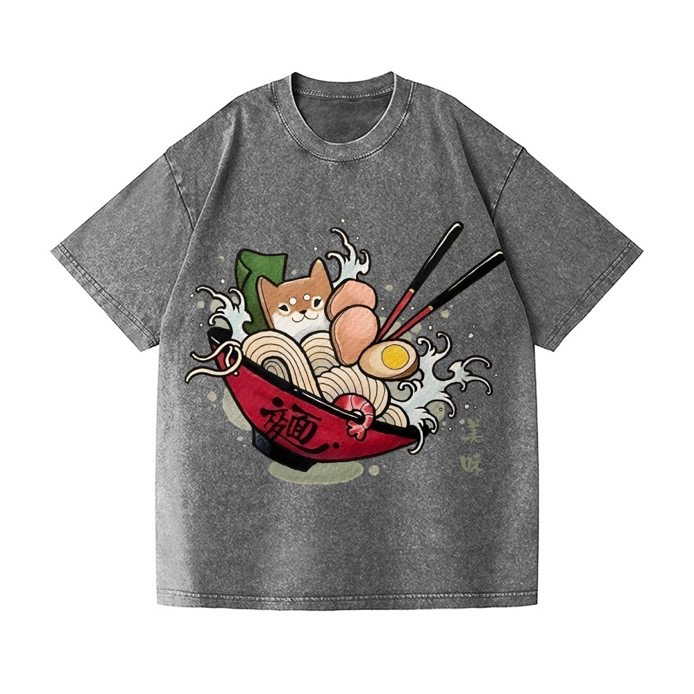 Shiba Ramen Vintage Wash Japanese Design T-Shirt