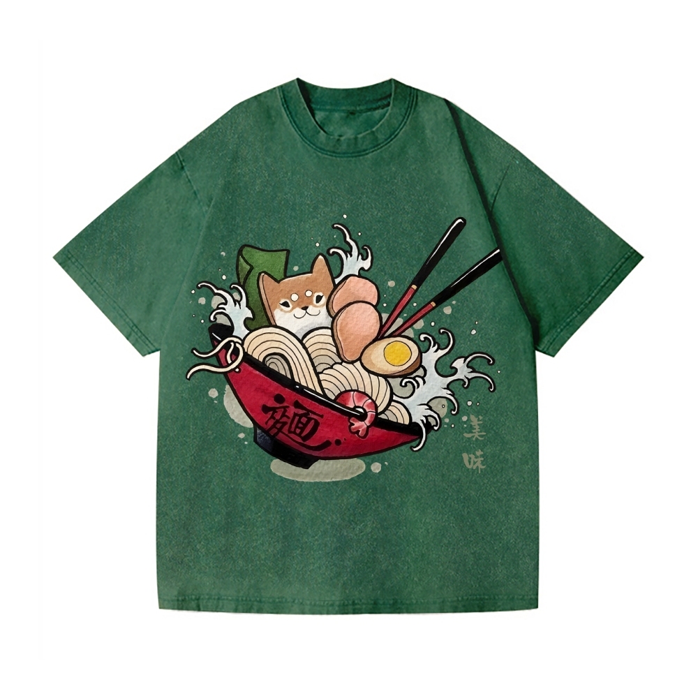Shiba Ramen Vintage Wash Japanese Design T-Shirt