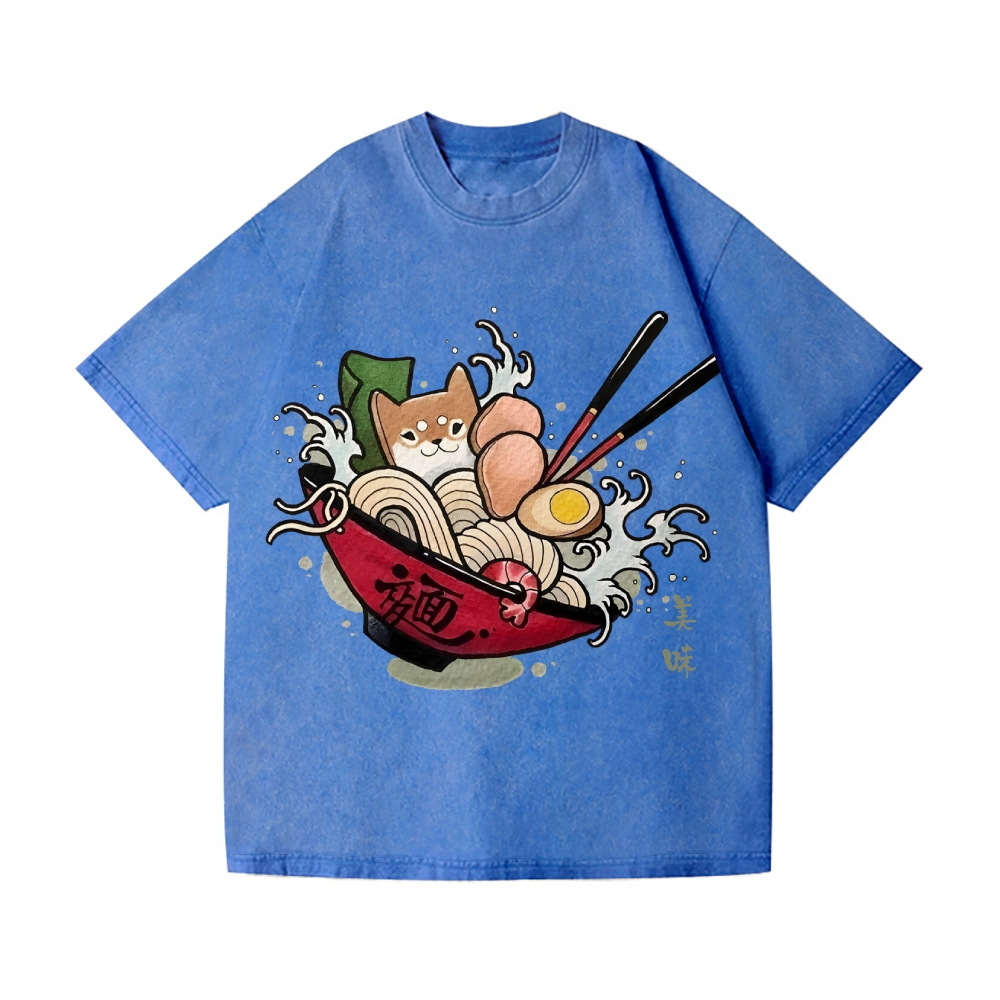 Shiba Ramen Vintage Wash Japanese Design T-Shirt