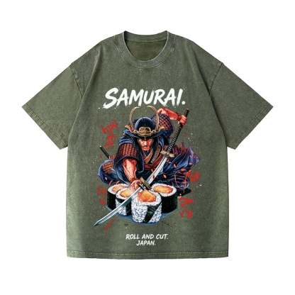 Samurai Sushi Vintage Wash Japanese Design T-Shirt