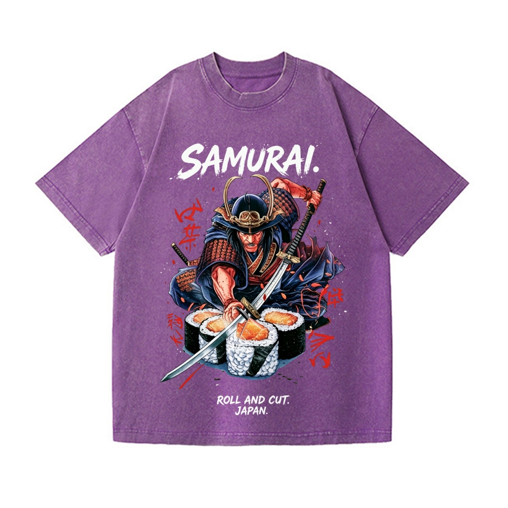 Samurai Sushi Vintage Wash Japanese Design T-Shirt