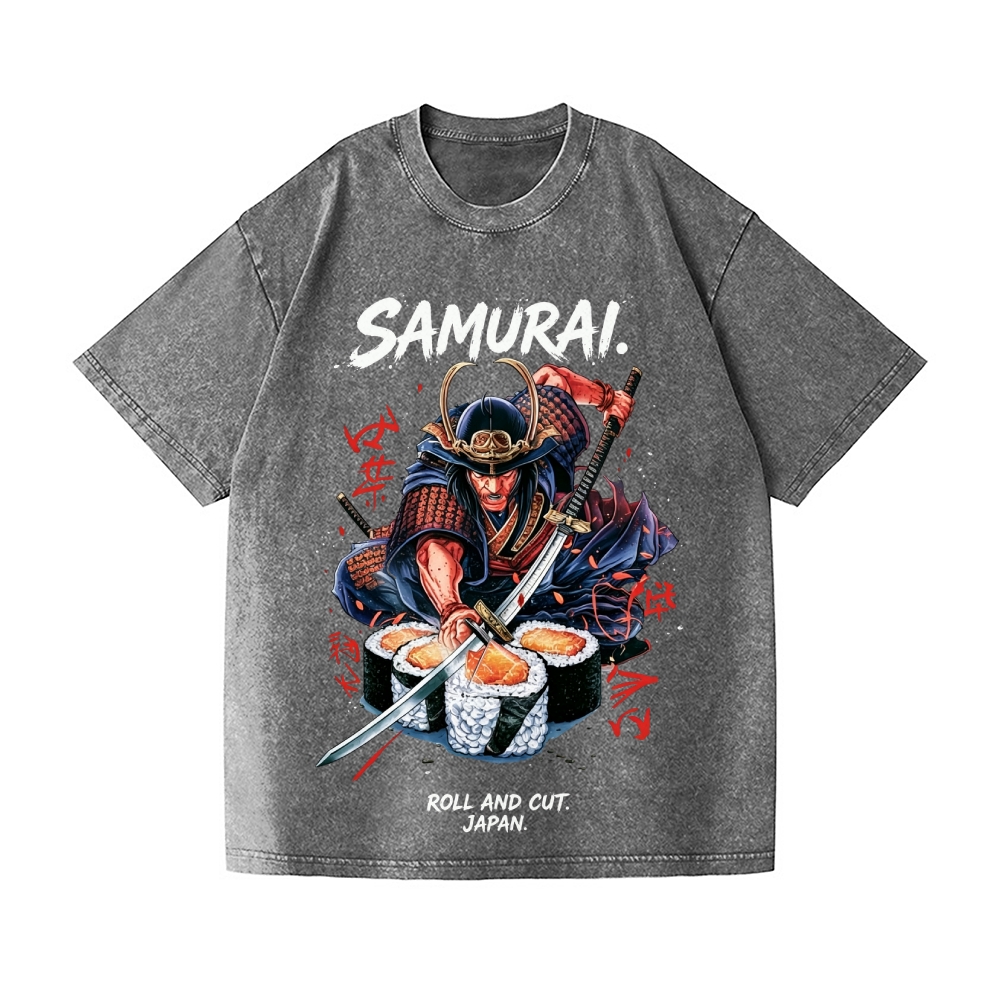 Samurai Sushi Vintage Wash Japanese Design T-Shirt