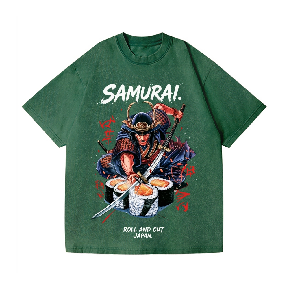 Samurai Sushi Vintage Wash Japanese Design T-Shirt