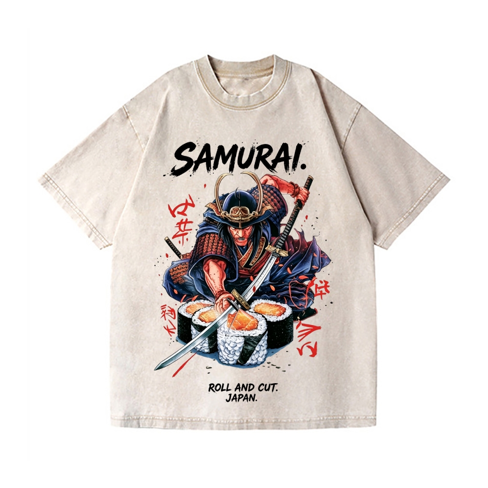 Samurai Sushi Vintage Wash Japanese Design T-Shirt