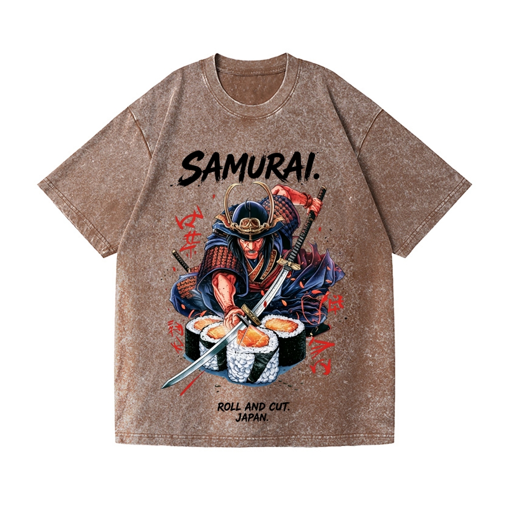 Samurai Sushi Vintage Wash Japanese Design T-Shirt