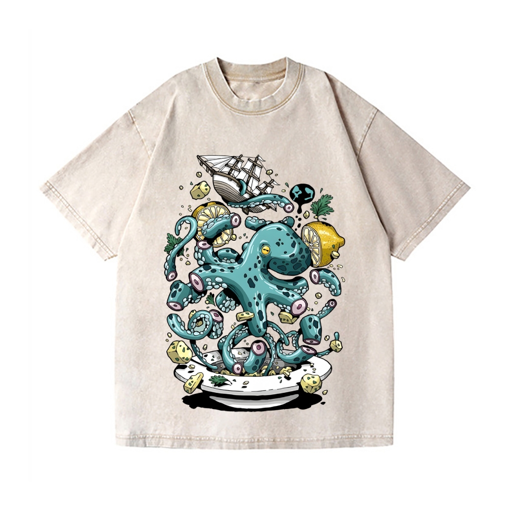 Octopus Vintage Wash Japanese Design T-Shirt