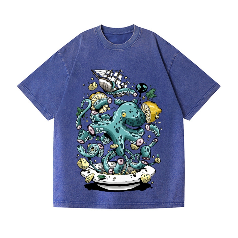 Octopus Vintage Wash Japanese Design T-Shirt