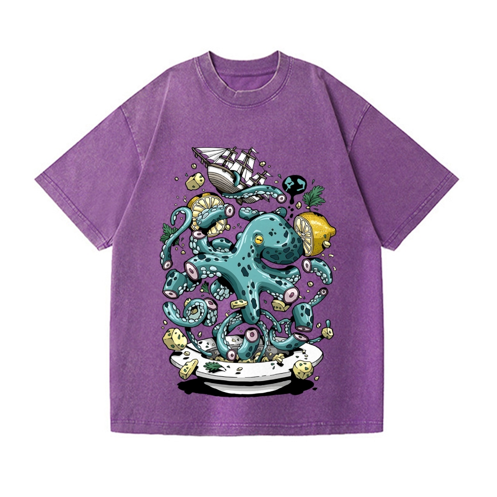 Octopus Vintage Wash Japanese Design T-Shirt