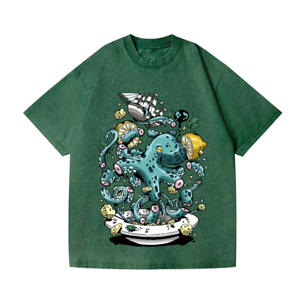 Octopus Vintage Wash Japanese Design T-Shirt