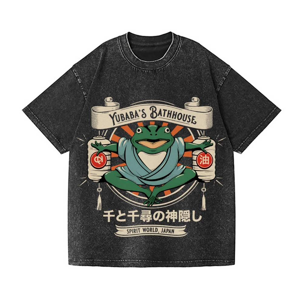 Ghibli Frog Vintage Wash Japanese Design T-Shirt
