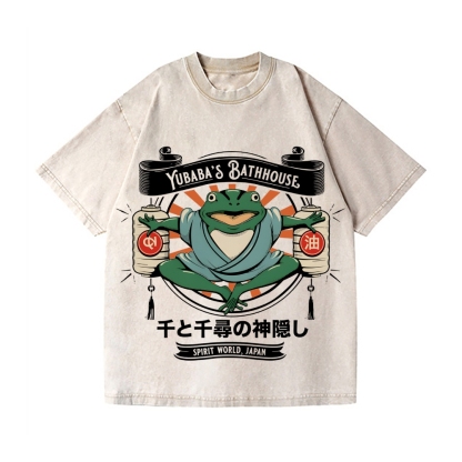 Ghibli Frog Vintage Wash Japanese Design T-Shirt
