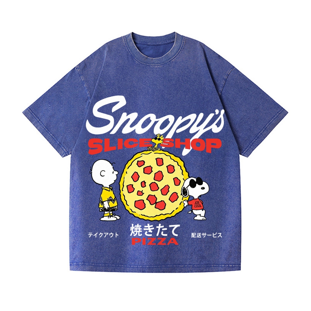 Pizza Peanuts Vintage Wash Japanese Design T-Shirt