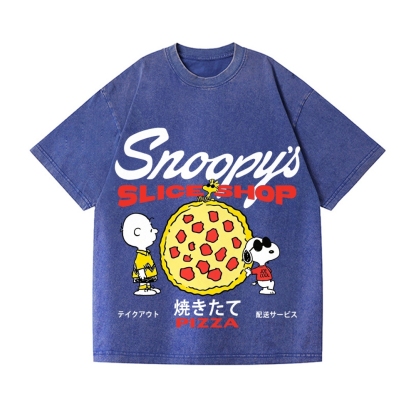 Pizza Peanuts Vintage Wash Japanese Design T-Shirt