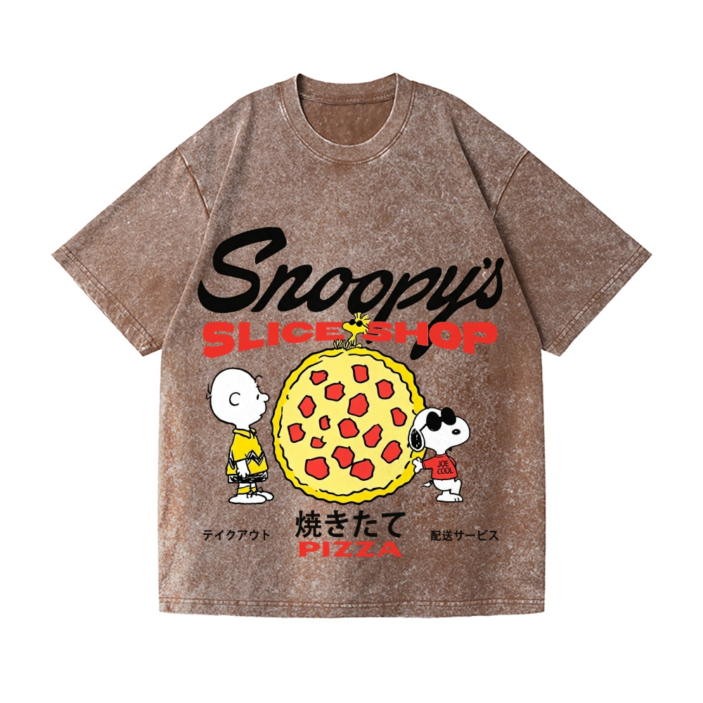 Pizza Peanuts Vintage Wash Japanese Design T-Shirt