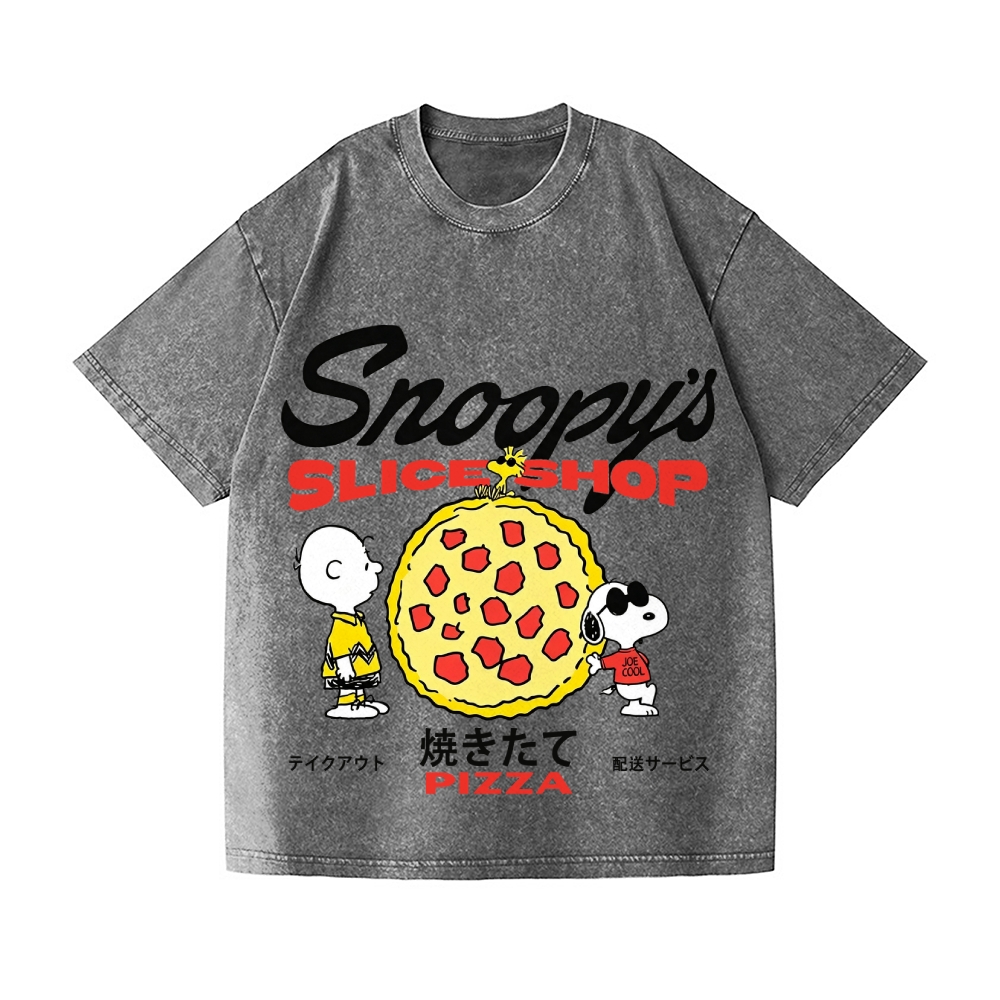 Pizza Peanuts Vintage Wash Japanese Design T-Shirt