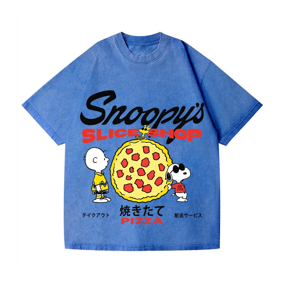 Pizza Peanuts Vintage Wash Japanese Design T-Shirt