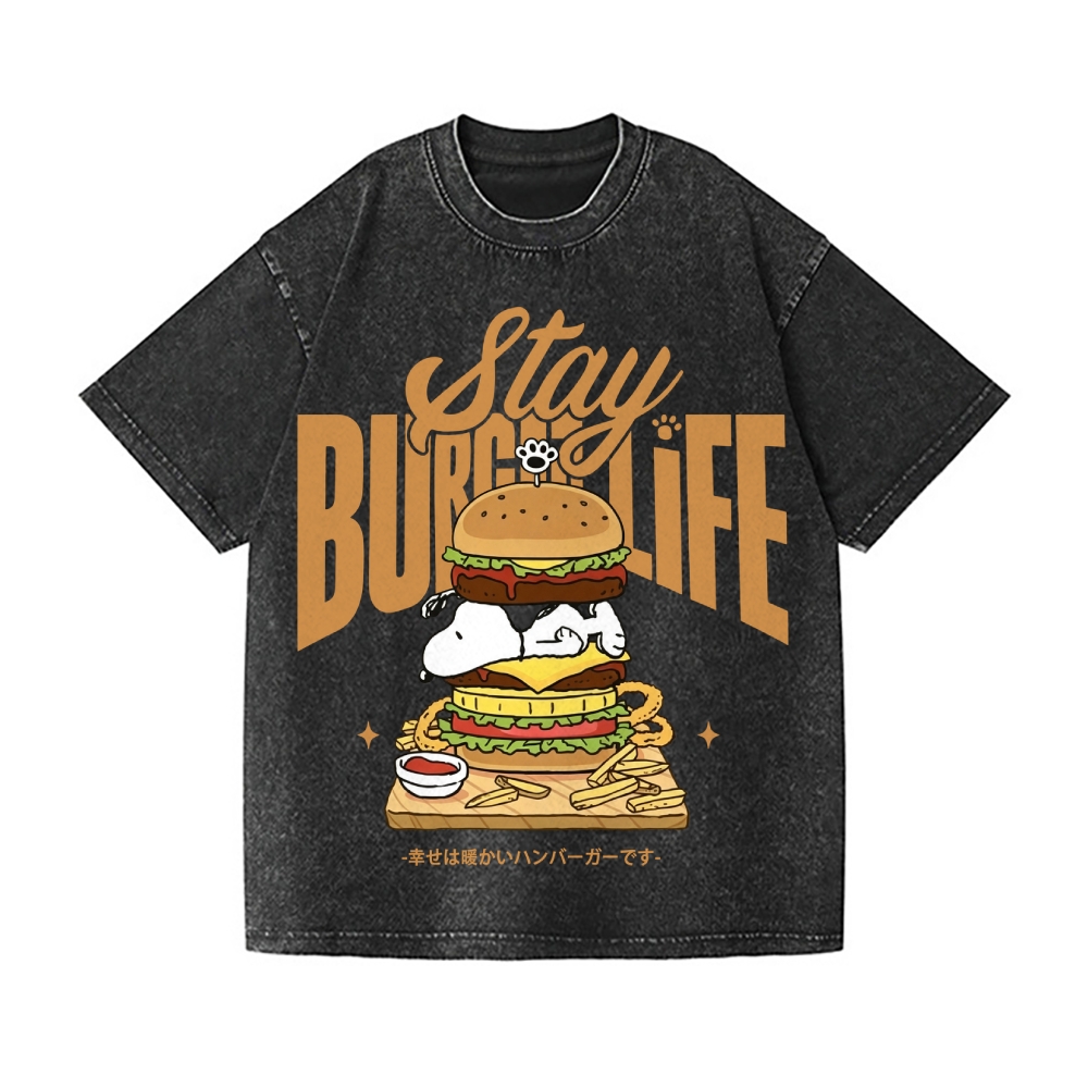 Stay Burger Life Peanuts Vintage Wash Japanese Design T-Shirt