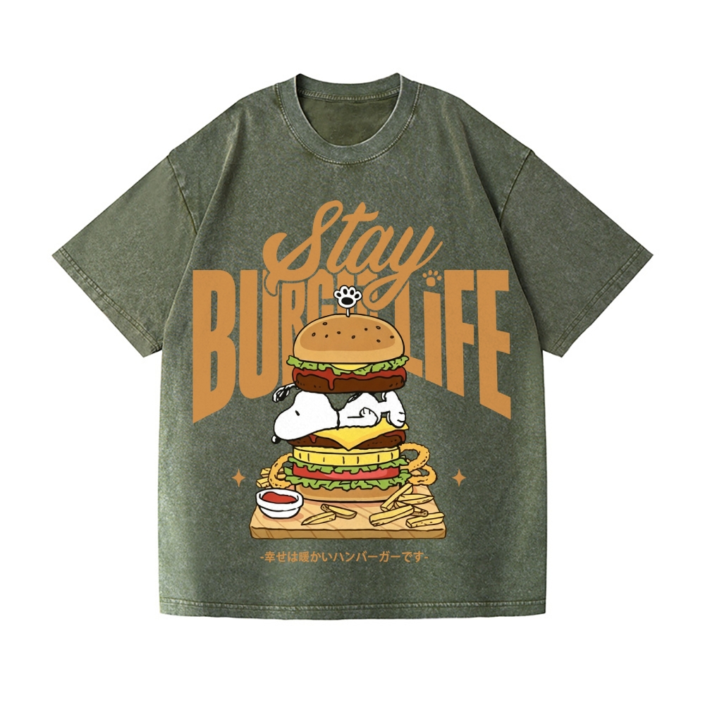 Stay Burger Life Peanuts Vintage Wash Japanese Design T-Shirt
