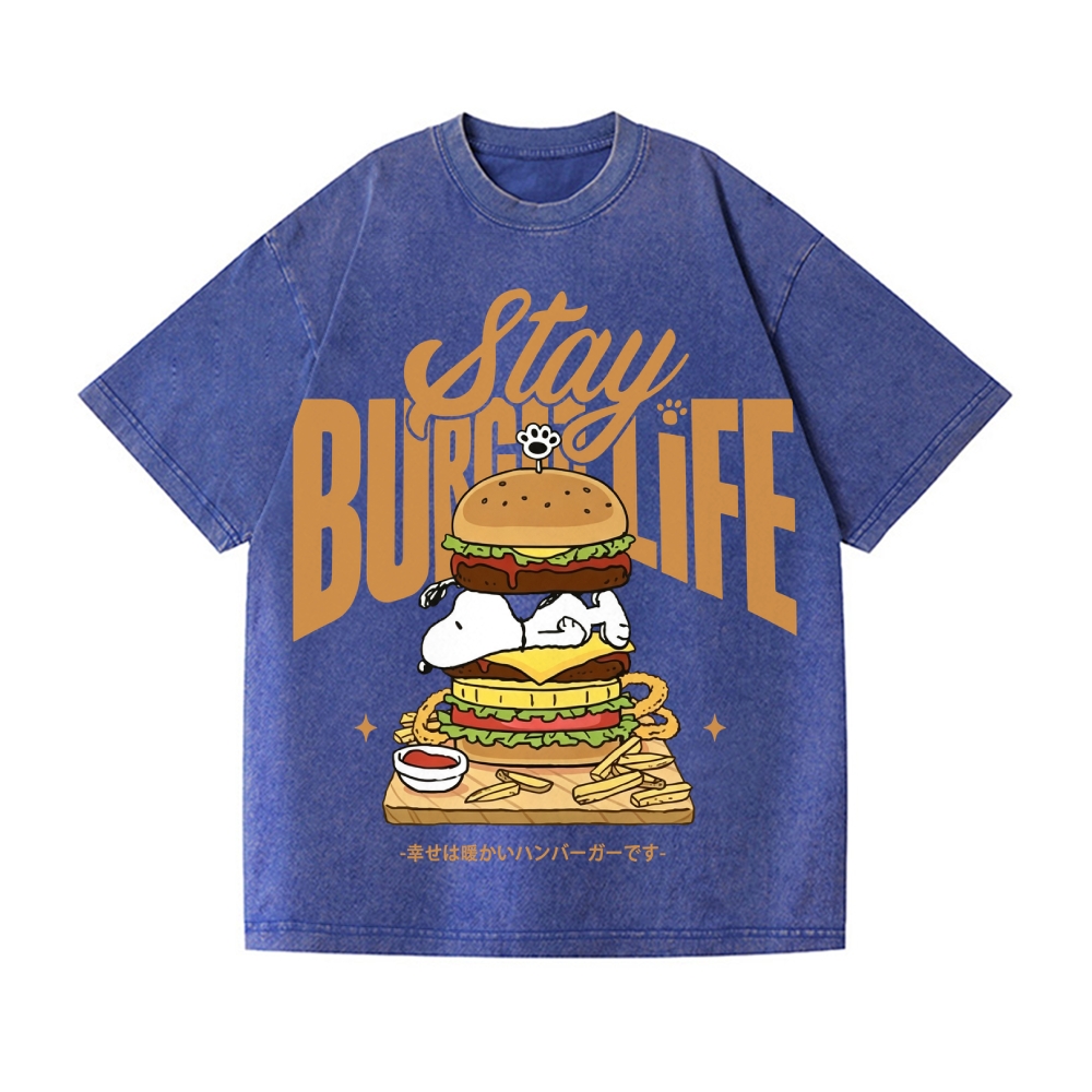 Stay Burger Life Peanuts Vintage Wash Japanese Design T-Shirt