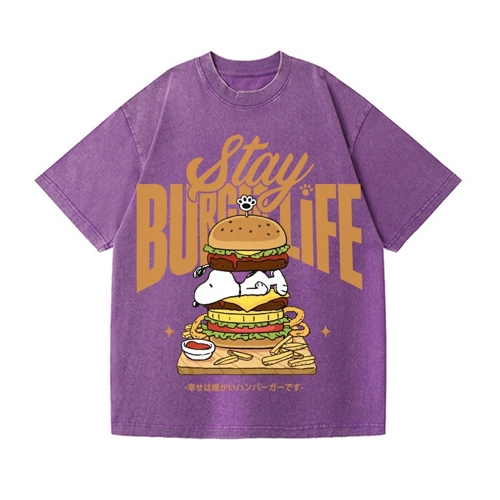 Stay Burger Life Peanuts Vintage Wash Japanese Design T-Shirt