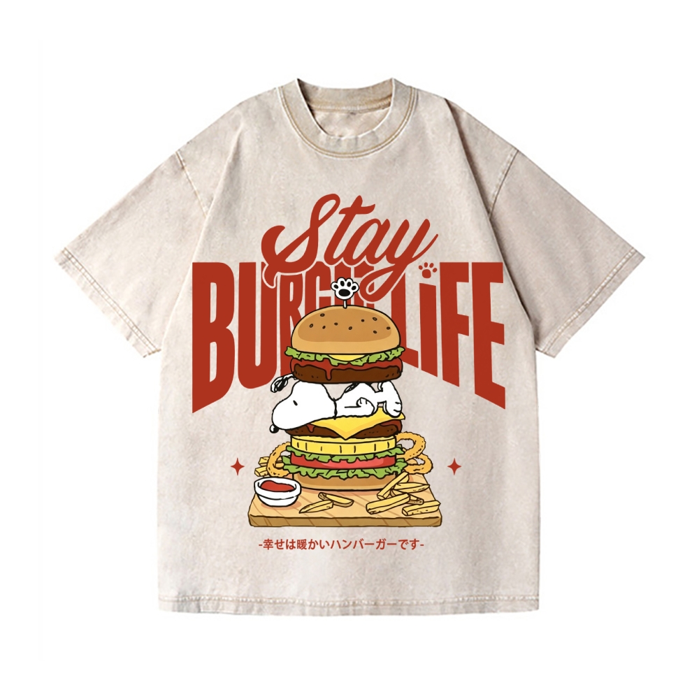 Stay Burger Life Peanuts Vintage Wash Japanese Design T-Shirt