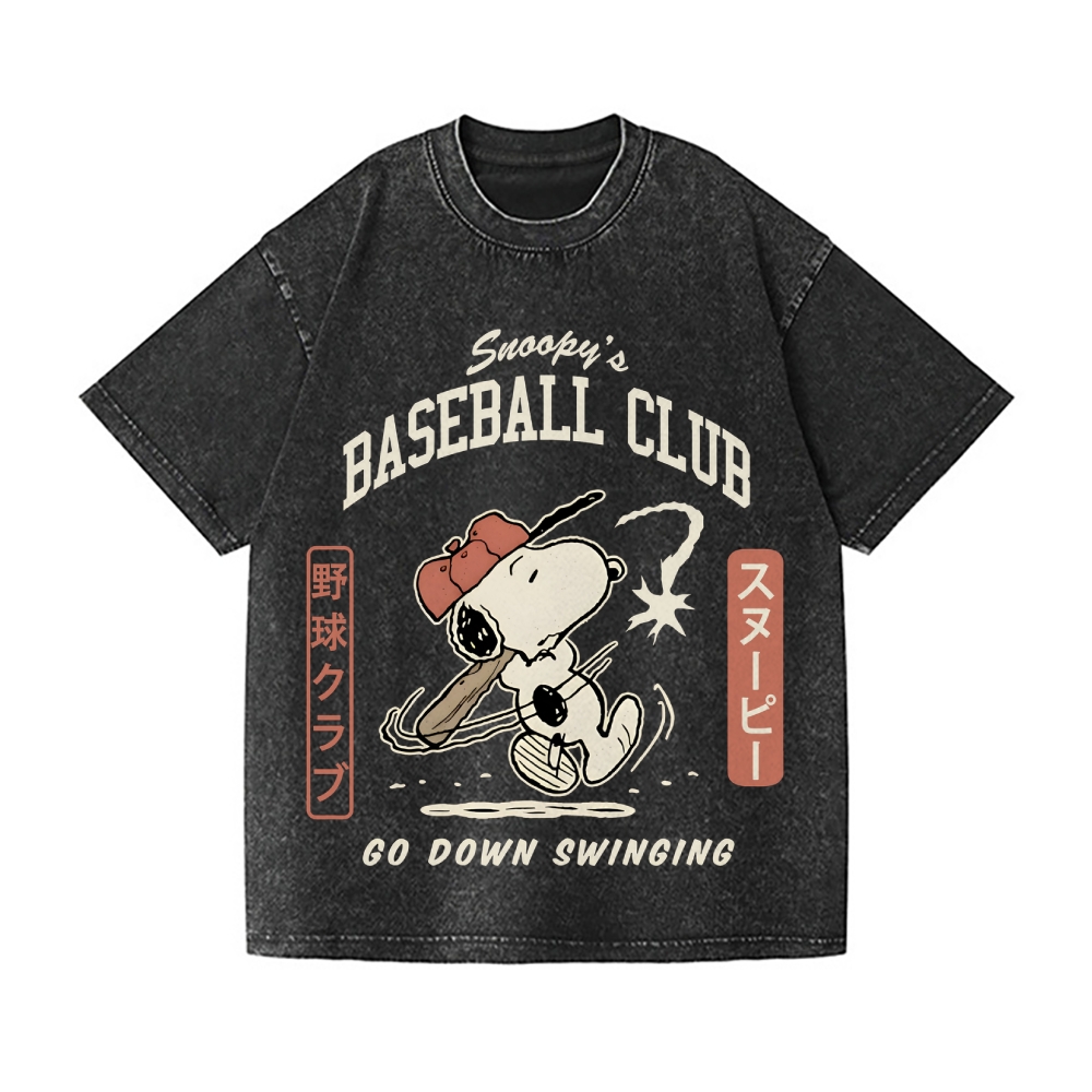 Baseball Club Peanuts Vintage Wash Japanese Design T-Shirt