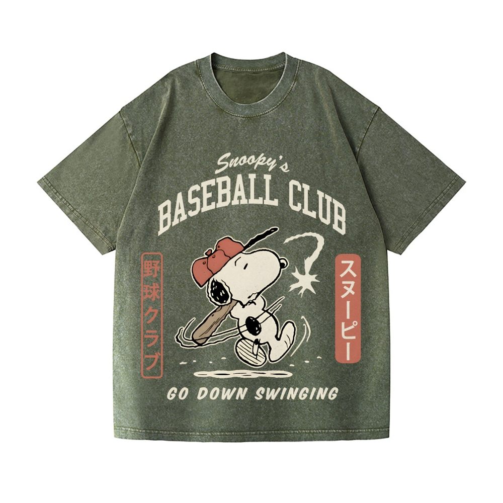Baseball Club Peanuts Vintage Wash Japanese Design T-Shirt