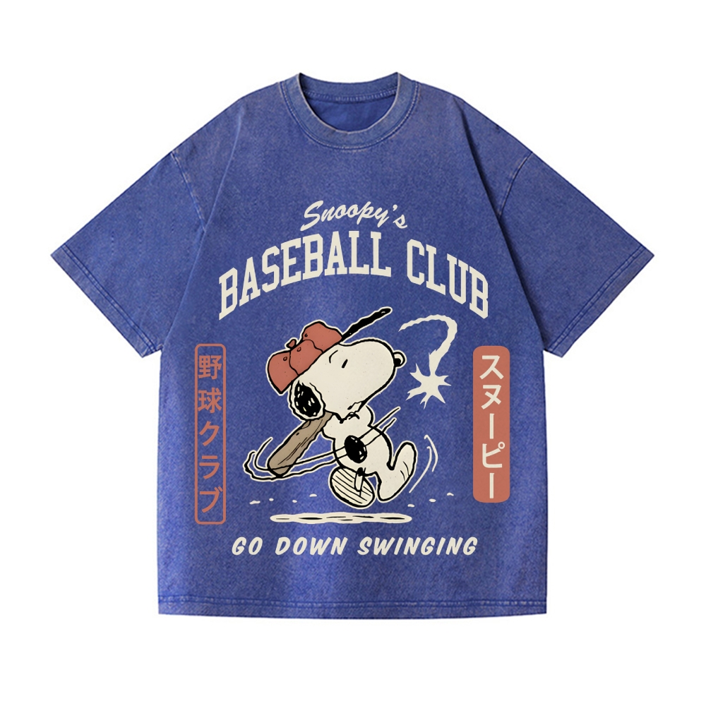 Baseball Club Peanuts Vintage Wash Japanese Design T-Shirt
