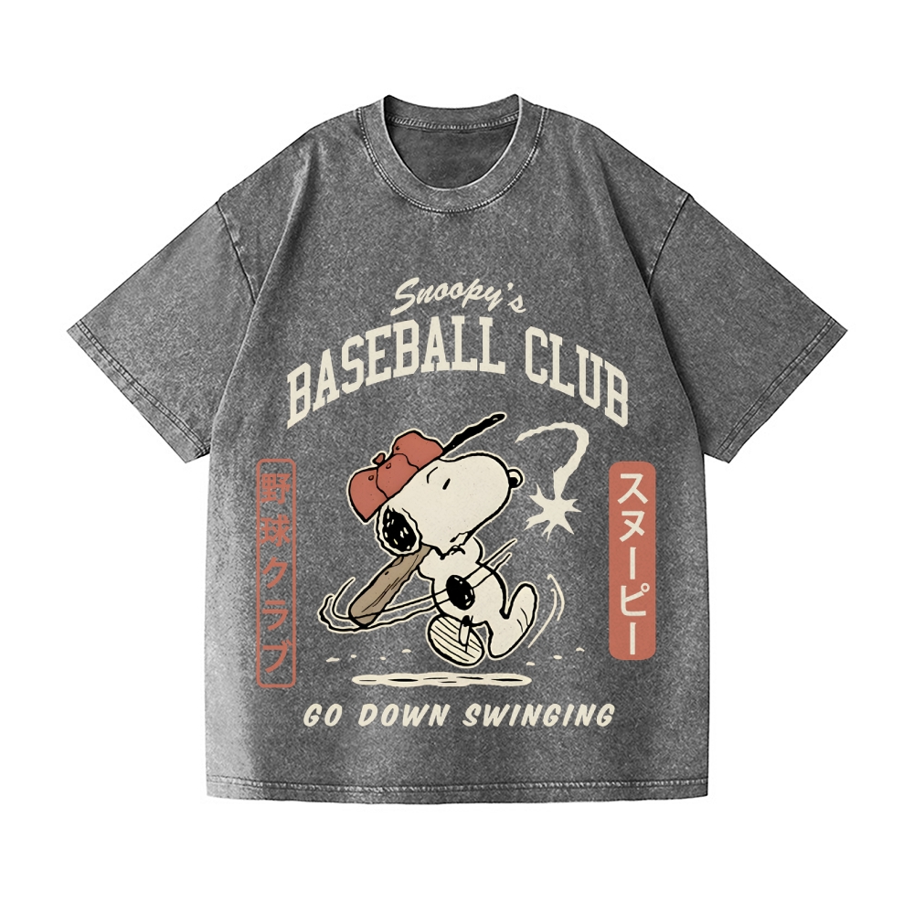 Baseball Club Peanuts Vintage Wash Japanese Design T-Shirt