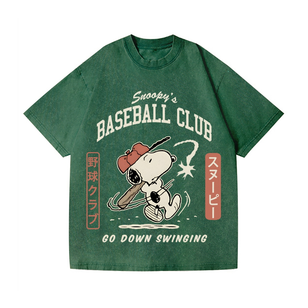 Baseball Club Peanuts Vintage Wash Japanese Design T-Shirt