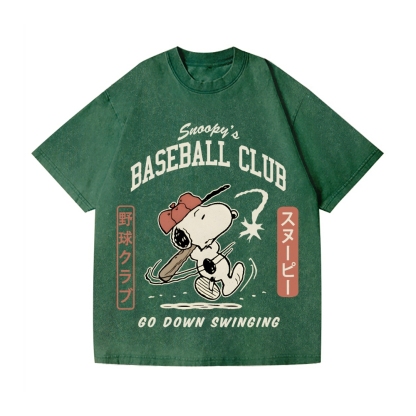 Baseball Club Peanuts Vintage Wash Japanese Design T-Shirt