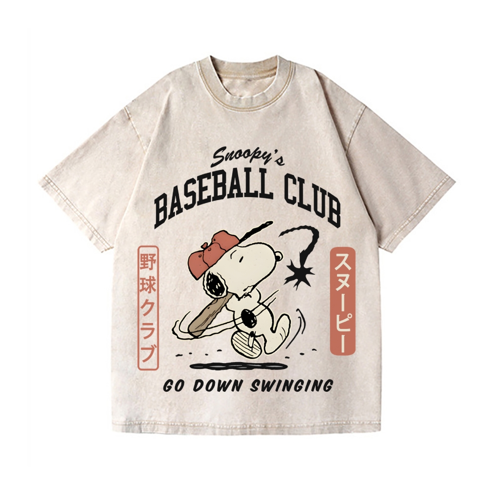 Baseball Club Peanuts Vintage Wash Japanese Design T-Shirt