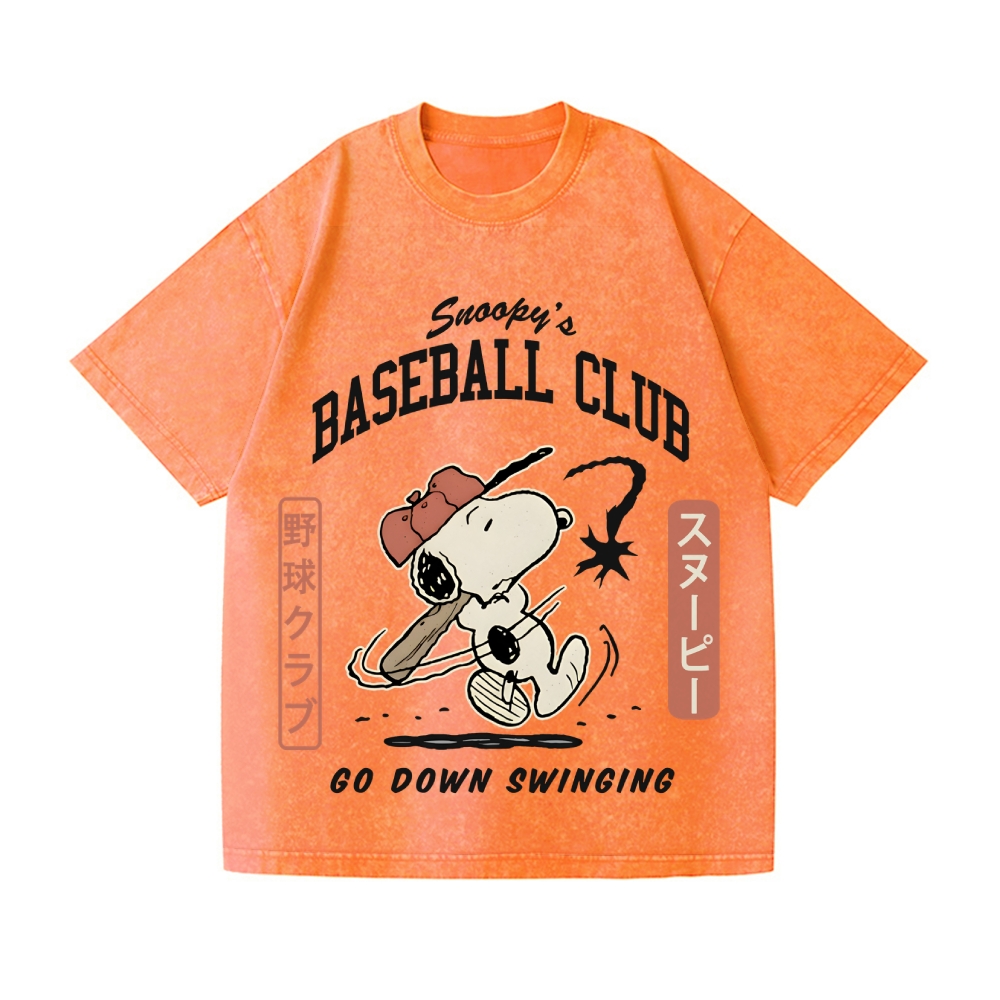 Baseball Club Peanuts Vintage Wash Japanese Design T-Shirt