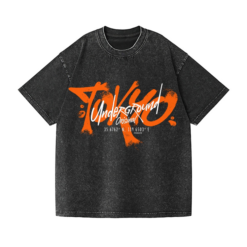 Tokyo Logo Vintage Wash Japanese Design T-Shirt