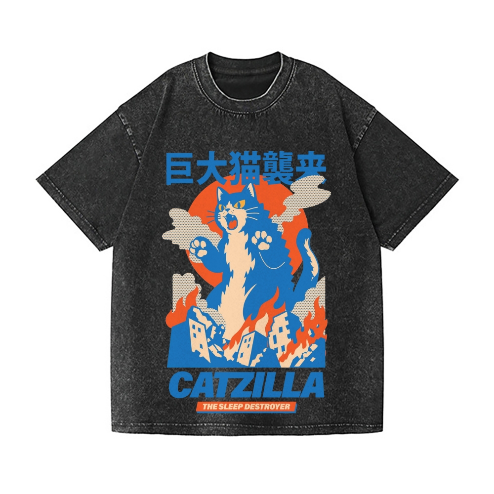 Catzilla Vintage Wash Japanese Design T-Shirt