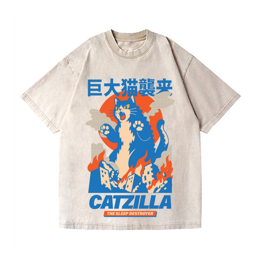 Catzilla Vintage Wash Japanese Design T-Shirt