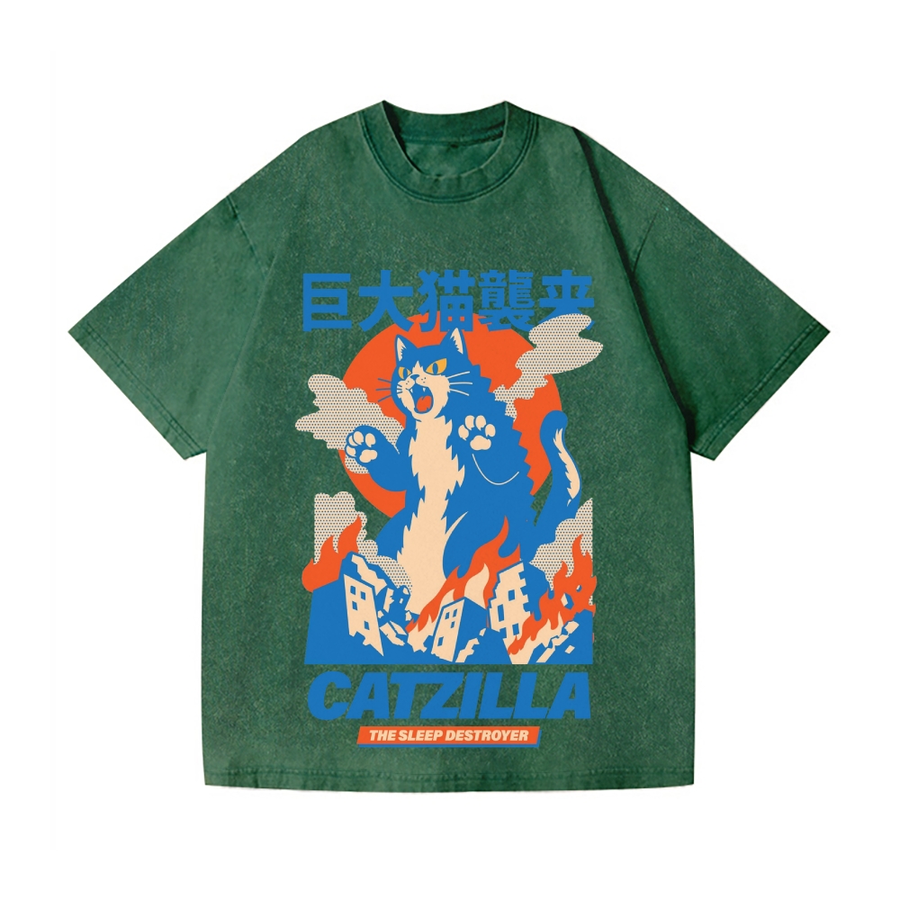 Catzilla Vintage Wash Japanese Design T-Shirt