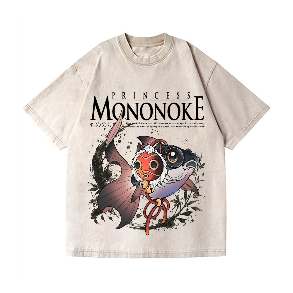 Ghibli Koi Princess Mononoke Vintage Wash Japanese Design T-Shirt