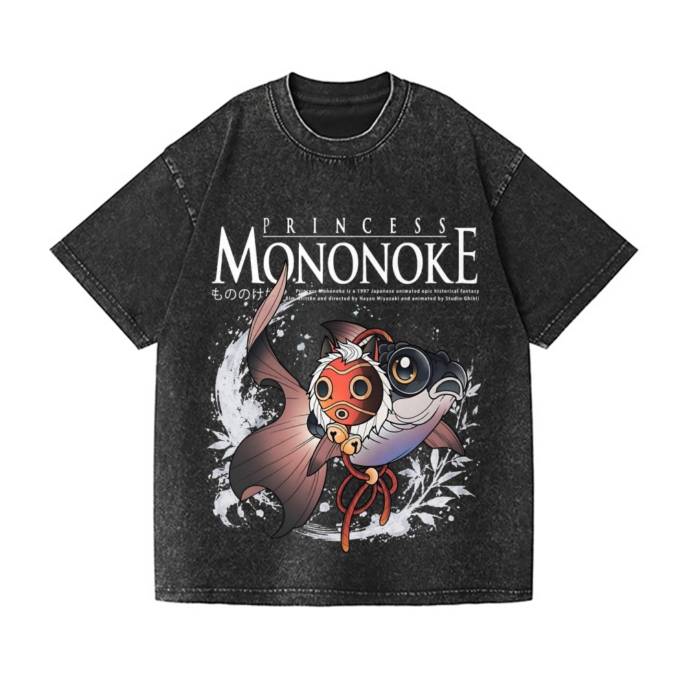 Ghibli Koi Princess Mononoke Vintage Wash Japanese Design T-Shirt