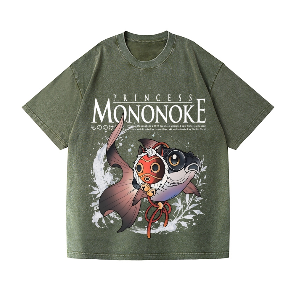 Ghibli Koi Princess Mononoke Vintage Wash Japanese Design T-Shirt