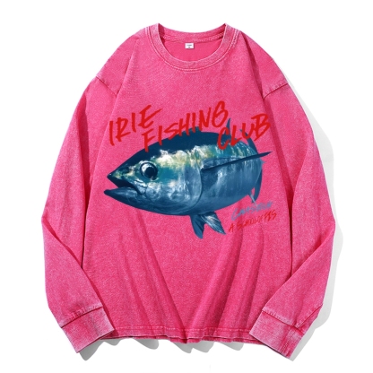 Fish Maguro Vintage Cotton Wash Crewneck Long-Sleeve T-Shirt