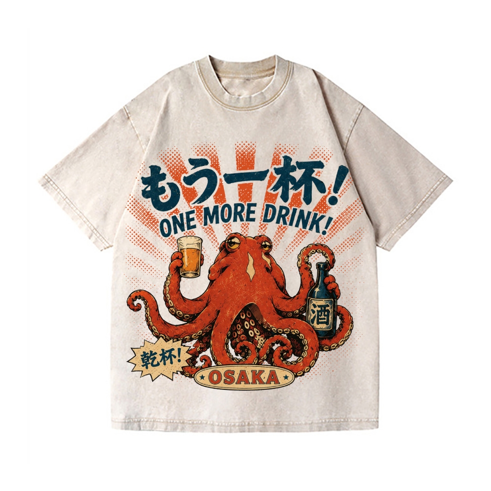 Osaka Drunk Octopus Vintage Wash Japanese Design T-Shirt