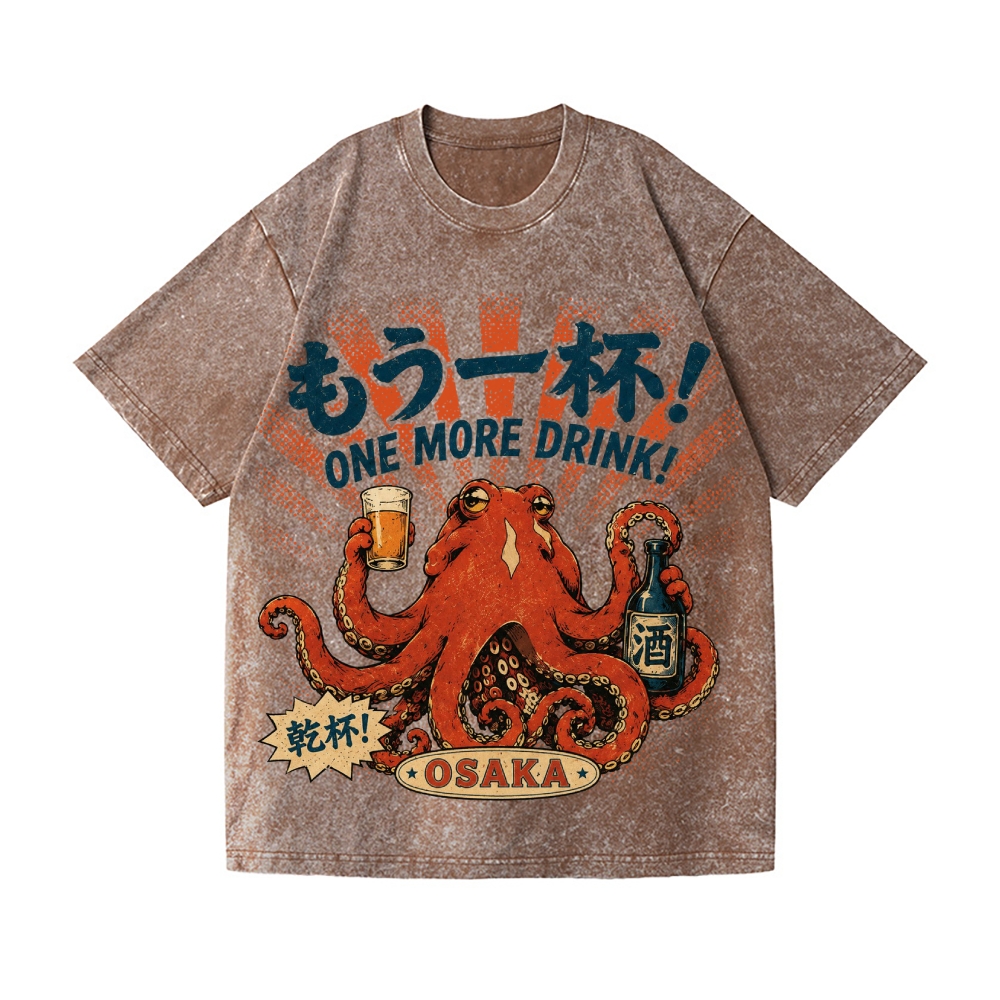 Osaka Drunk Octopus Vintage Wash Japanese Design T-Shirt