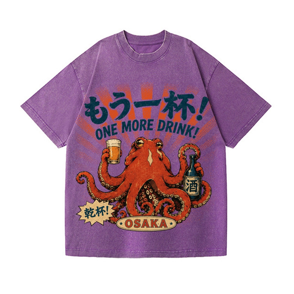 Osaka Drunk Octopus Vintage Wash Japanese Design T-Shirt